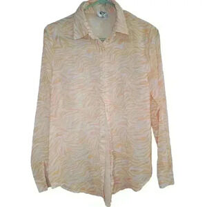 Princess Polly Womens Top Size 2 Sheer Orange Zebra Print Button Retro